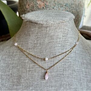 Pearl & Rose Quartz Layered Dainty Choker